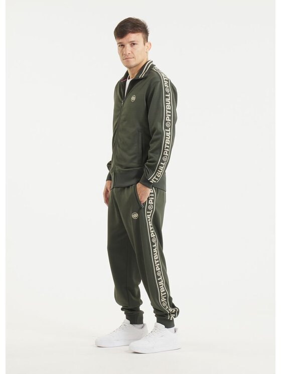 PITBULL PITBULL Bluza Bluza męska rozpinana Oldschool Tape Logo M Zielony Regular Fit