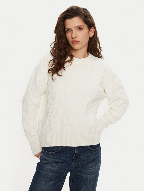 DKNY Sveter P4MSAQ51 Écru Regular Fit
