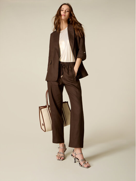 Oltre Oltre Spodnie materiałowe P061J102597N022 Brązowy Regular Fit