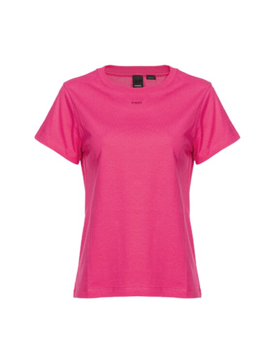 Pinko Pinko T-Shirt T-SHIRT DAMSKI Z MAŁYM LOGO BASICO Różowy Regular Fit