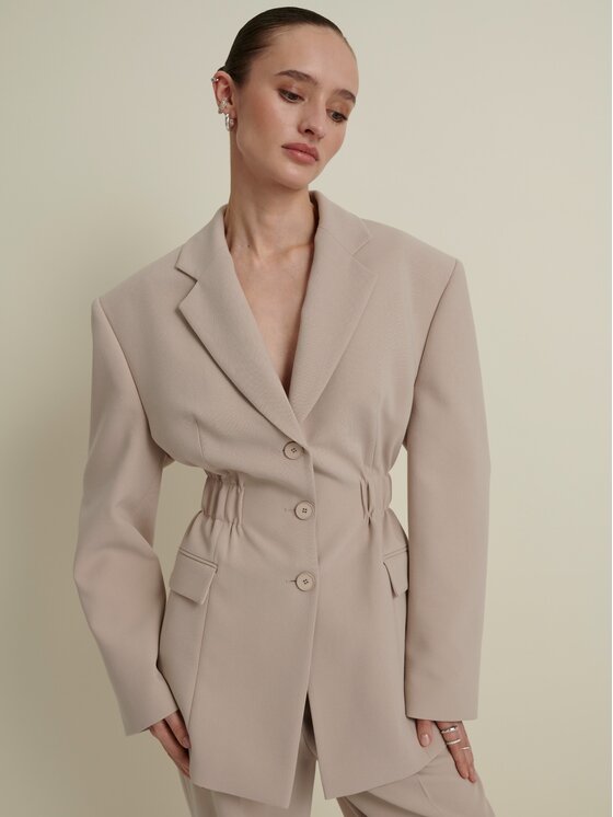 La Mania La Mania Marynarka COSMOPOLITAN Beżowy Classic Fit