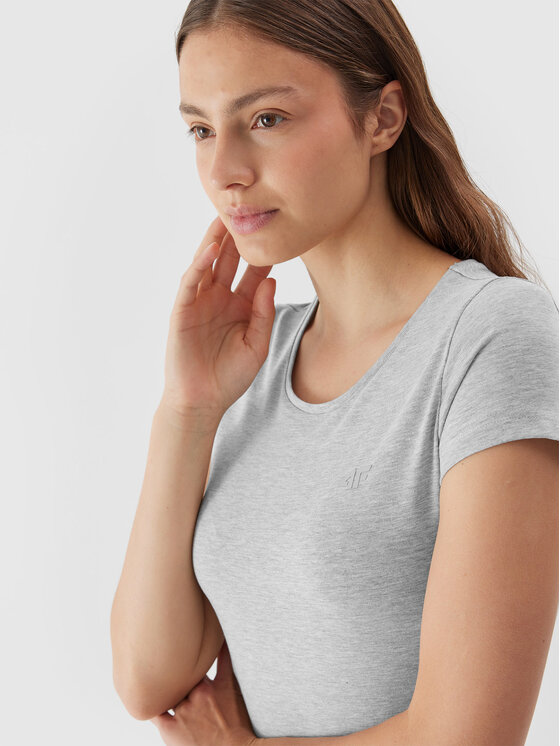 4F 4F T-shirt 4FAW23TTSHF0906 Grigio Slim Fit