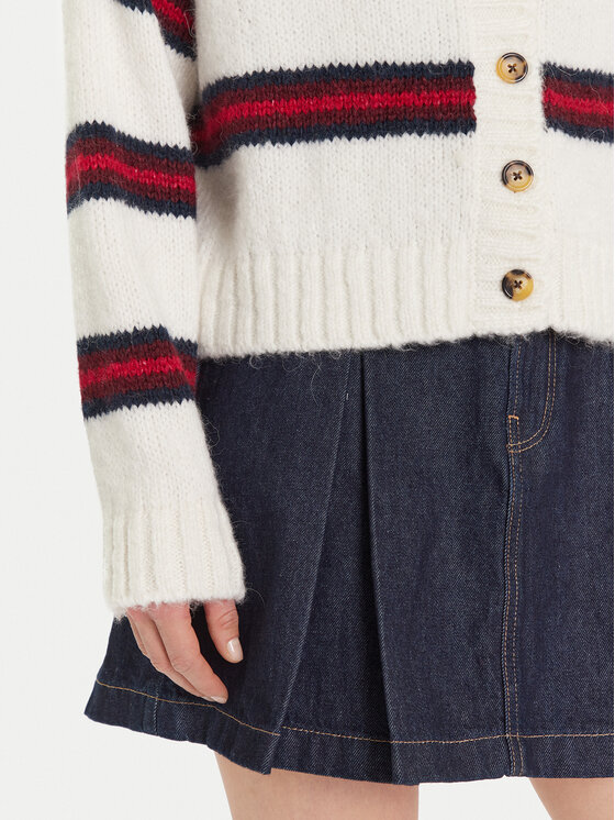 Tommy Jeans Tommy Jeans Strickjacke Badge DW0DW21678 Écru Relaxed Fit