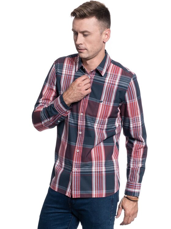 Mustang Mustang Camicia CLEMENS BIG CHECK Rosso Regular Fit