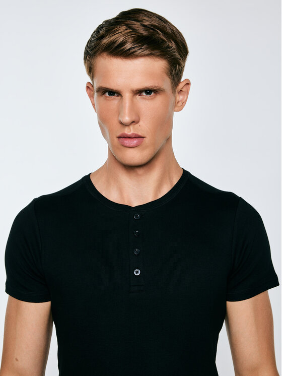 BIG STAR BIG STAR T-Shirt BASICAG Czarny Slim Fit