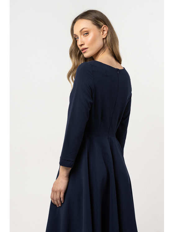 Awama Awama Sukienka koktajlowa A708 Granatowy Basic Fit