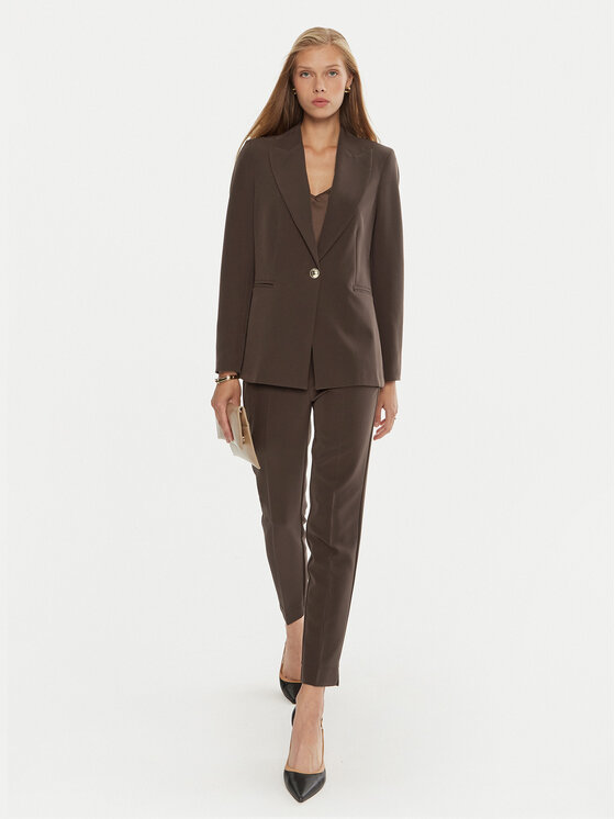 Maryley Maryley Hlače iz tkanine 24IB52Z/M19/43CO Rjava Regular Fit