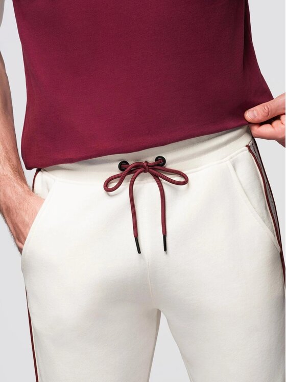 Ombre Ombre Spodnie dresowe OM-PASK-0284 Écru Regular Fit