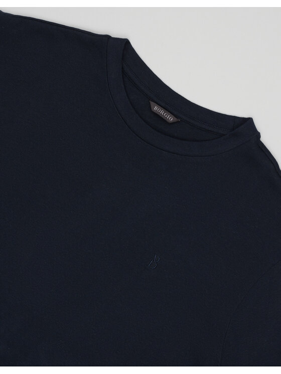 Borgio Borgio T-Shirt Liveri Granatowy Slim Fit