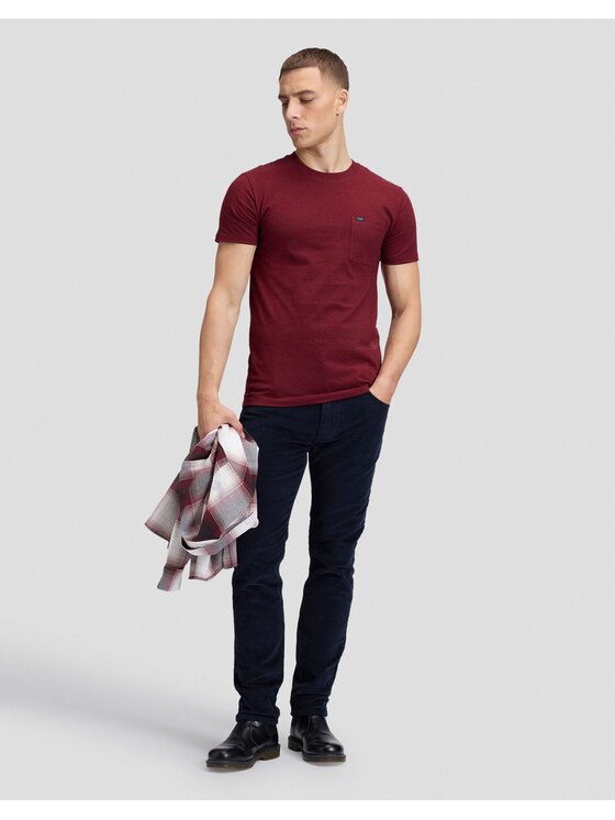 Lee Lee T-Shirt ULTIMATE POCKET TEE Brązowy Slim Fit