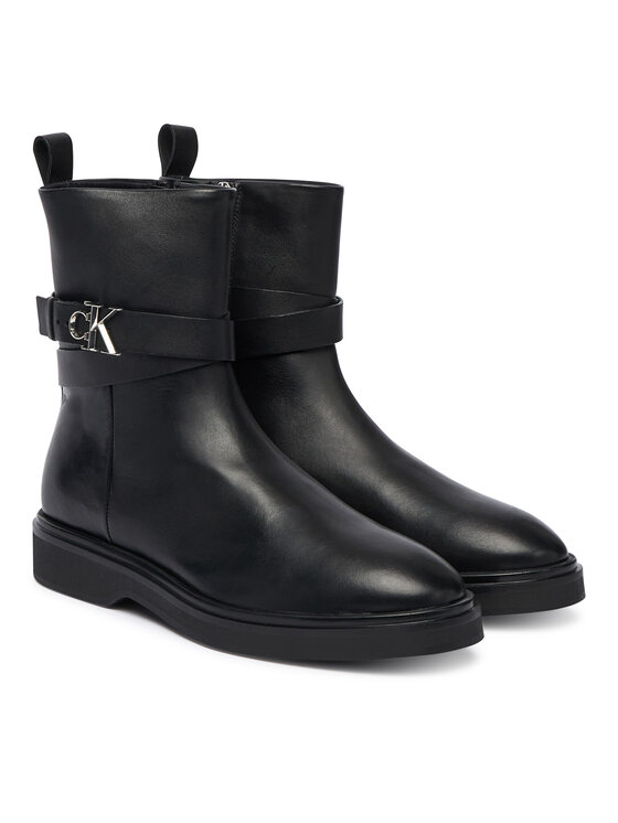 Calvin Klein Calvin Klein Botine Ankle Boot W/ Metal Logo HW0HW02663 Negru