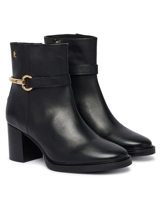 Tommy Hilfiger Tommy Hilfiger Боти TH Stud Heel Riding Ankle Boot FW0FW09552 Черен