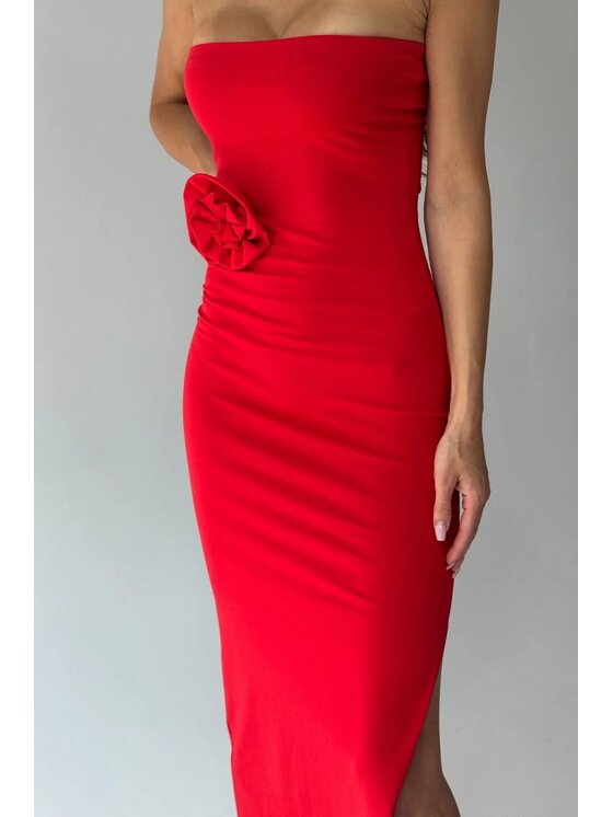 Chiara Wear Chiara Wear Sukienka letnia Sukienka maxi ROSE Czerwony Slim Fit