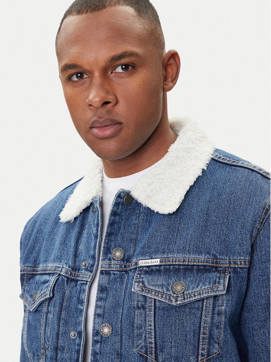 Guess Jeans Guess Jeans Džinsa jaka M4BN44 D5EJ1 Tumši zils Regular Fit