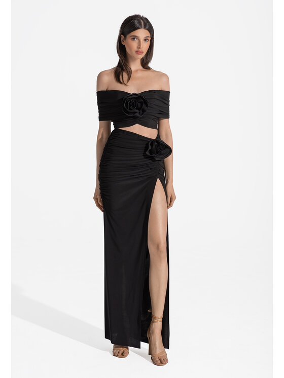 sax35th sax35th Spódnica maxi ROSA Czarny Slim Fit