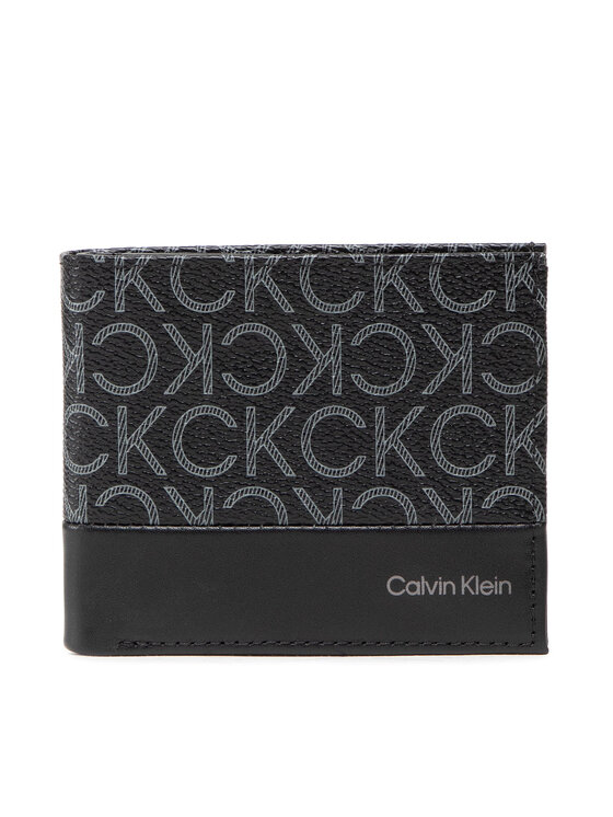 Calvin Klein Velika moška denarnica Subtle Mono Bifold 5Cc W/Coin K50K509237 Črna