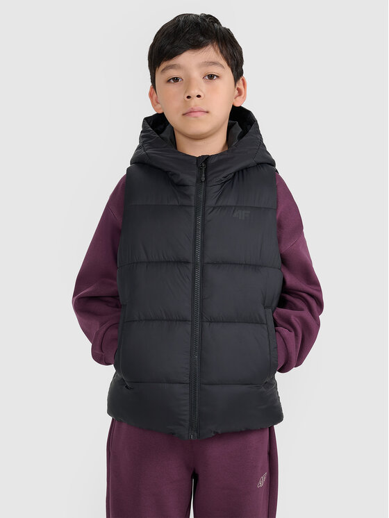 4F 4F Kamizelka OUTERWEAR Czarny Regular Fit