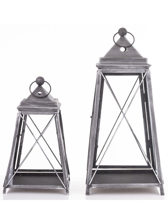 MIAhome MIAhome Lampion metalowy 2 szt. Varela Szary