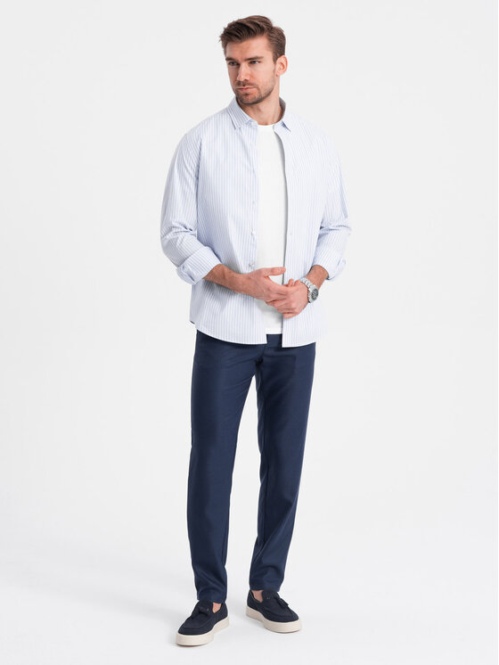 Ombre Ombre Chino kalhoty OM-PACP-0182 Tmavomodrá Slim Fit