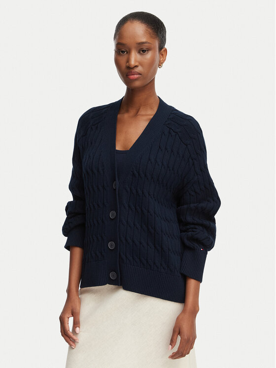Tommy Hilfiger Cardigan WW0WW50078 Bleumarin Relaxed Fit