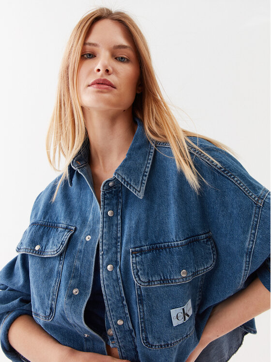 Calvin Klein Jeans Calvin Klein Jeans Džinsinė striukė J20J221265 Tamsiai mėlyna Relaxed Fit