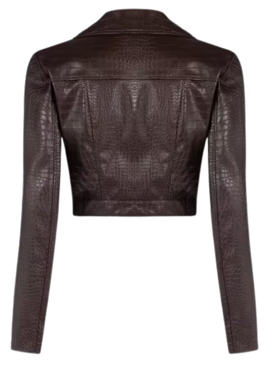 Rinascimento Rinascimento Chiodo di pelle Giubbino donna Marrone Slim Fit