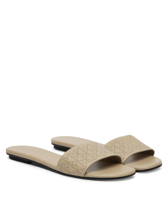 Calvin Klein Calvin Klein Чехли Org Flat Sndl One Bar Lth Aop HW0HW02857 Бежов