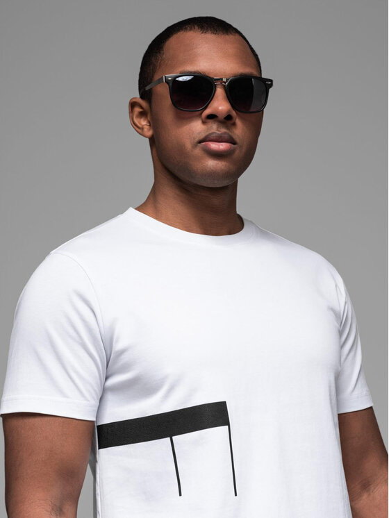 Ombre Ombre T-Shirt OM-TSPT-0213 Biały Regular Fit