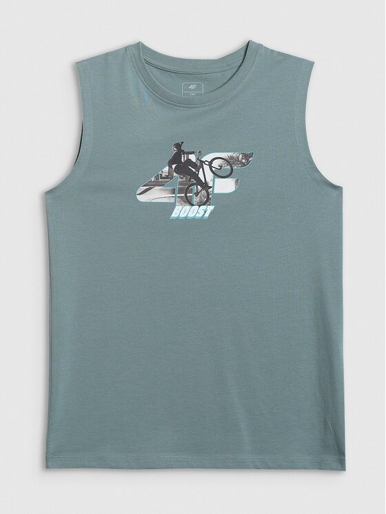 4F 4F Tank top 4FJRSS26TSLEM354-46S Zielony Regular Fit