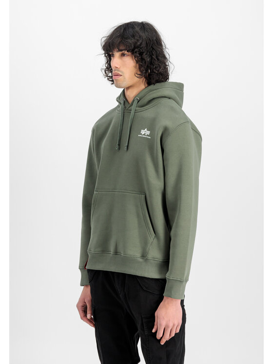 Alpha Industries Alpha Industries Mikina Basic Small Logo Hoodie Zelená Regular Fit