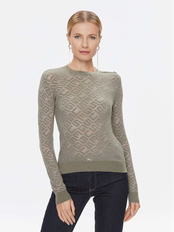 Guess Guess Sweater W4RR28 Z3C90 Zöld Regular Fit