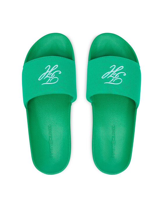 Tommy Hilfiger Tommy Hilfiger Šľapky Th Script Pool Slide FW0FW09286 Zelená