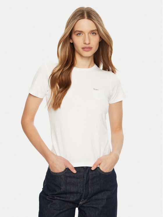 Guess Jeans Guess Jeans T-Shirt W5RI52 J1314 Bílá Regular Fit