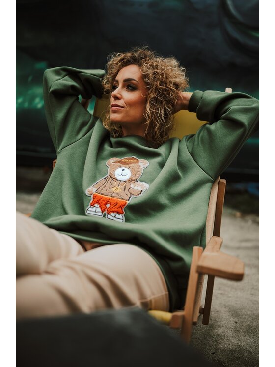 Bejbi Story Bejbi Story Bluza Snoop Teddy dla mamy i taty Zielony Oversize