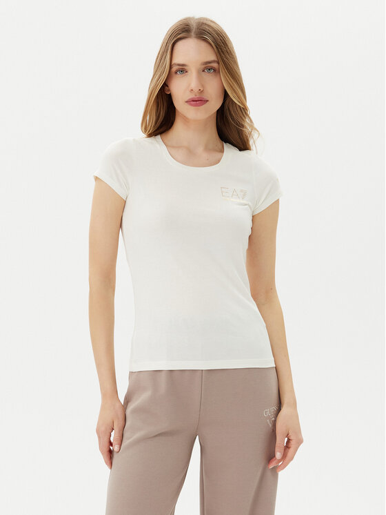 Damski T-Shirt EA7 Emporio Armani, Rozmiar S, Biały, 8NTT65 TJDQZ U0005