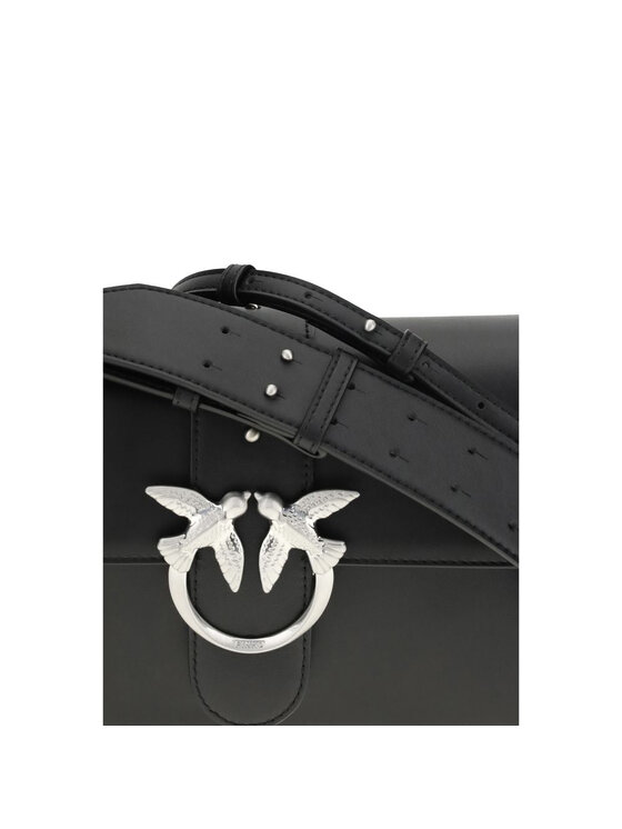 PINKO PINKO Torebka Black Leather Shoulder Czarny