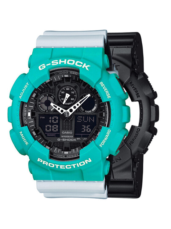 Casio Casio Zegarek SET GA-100-1A1ER + BEZEL 10410475 + PASEK 10527469 Biały