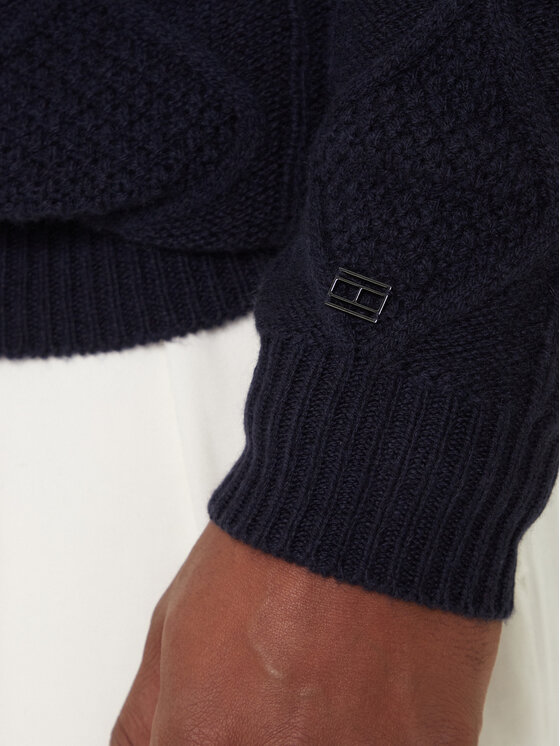 Tommy Hilfiger Tommy Hilfiger Bluză cu gât MW0MW40914 Bleumarin Regular Fit