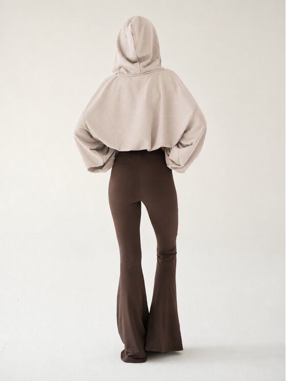 MissDenim MissDenim Mikina Oversize Crop Zip Hoodie Béžová Oversize