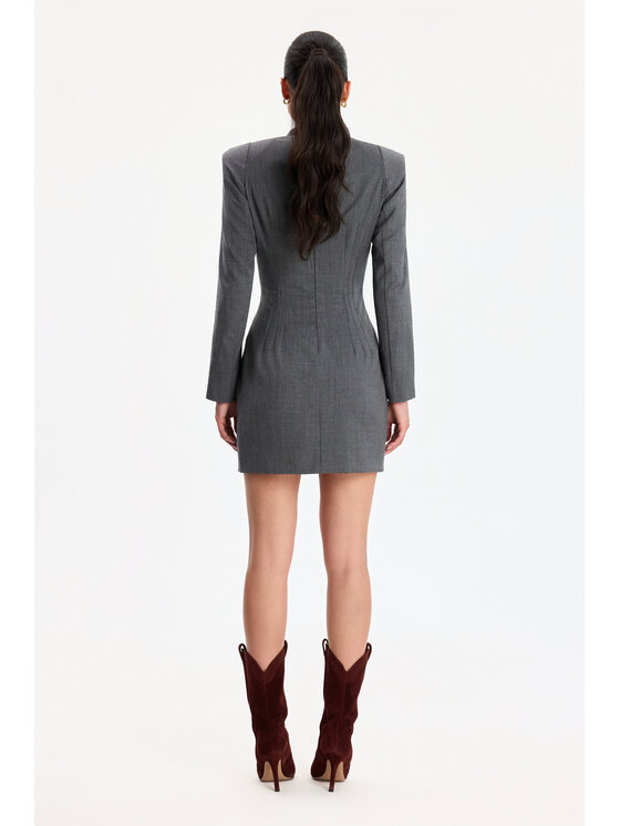 BENU BENU Sukienka codzienna Garniturowa Szary Slim Fit