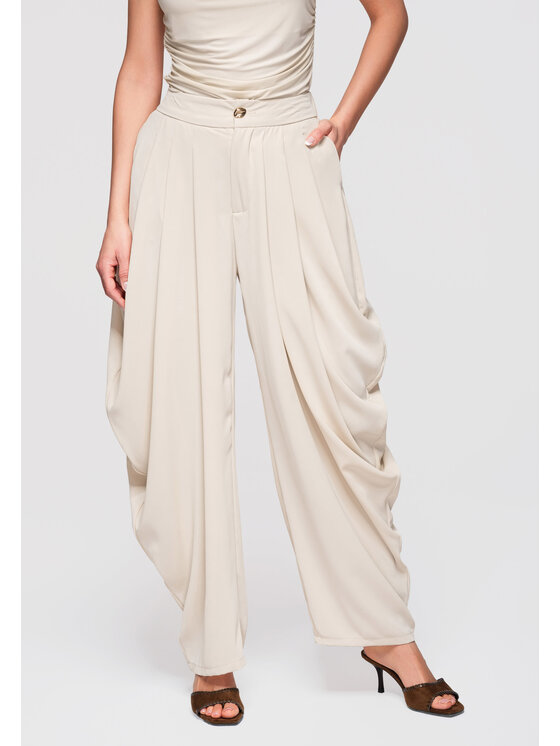 Ombre Ombre Spodnie materiałowe OW-PA-E0004 Beżowy Relaxed Fit