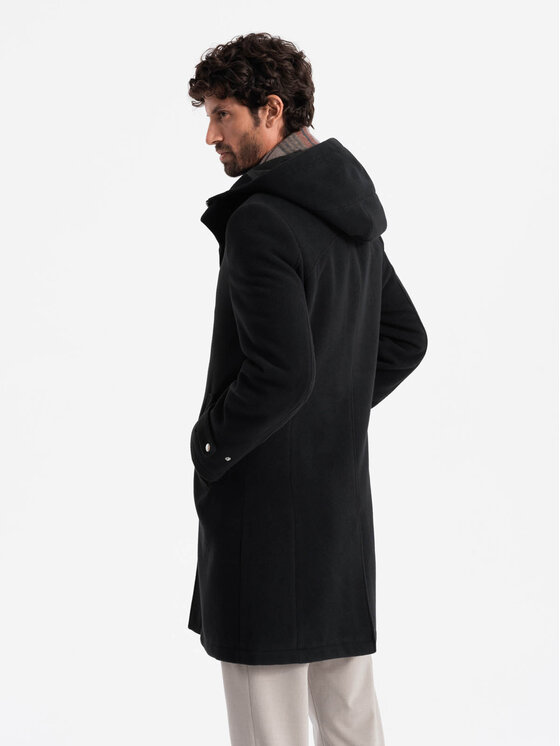 Ombre Ombre Kabát OM-COWC-22FW-005 Černá Regular Fit