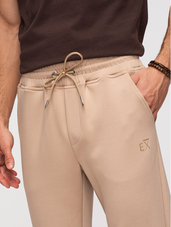 Ombre Ombre Spodnie dresowe OM-PSBC-0221 Beżowy Regular Fit