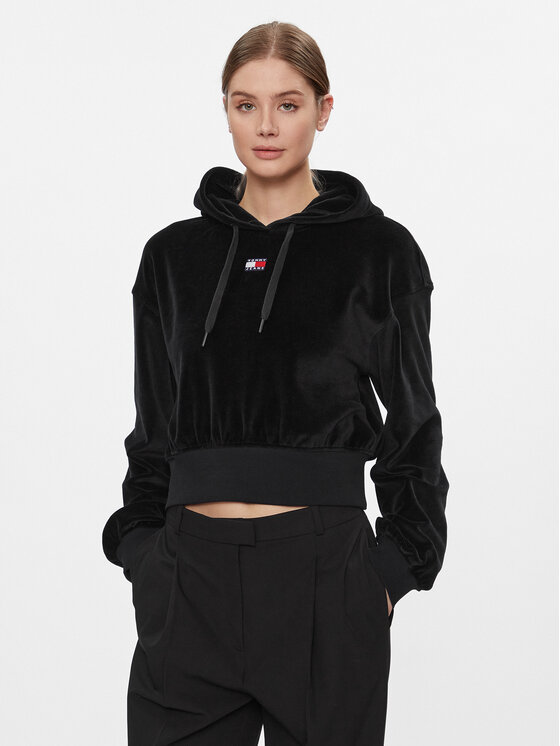 Tommy Jeans Tommy Jeans Суитшърт Velour DW0DW17519 Черен Regular Fit