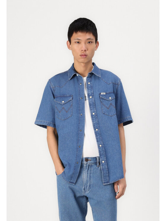 Wrangler Wrangler Koszula SS WESTERN SHIRT Niebieski Regular Fit