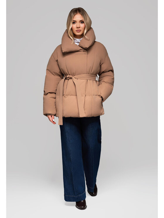 Ombre Ombre Kurtka damska OW-JAHP-0106 Brązowy Regular Fit