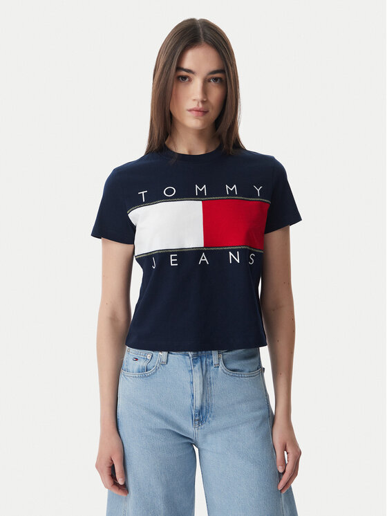 Tommy Jeans Póló Flag DW0DW22818 Sötétkék Regular Fit