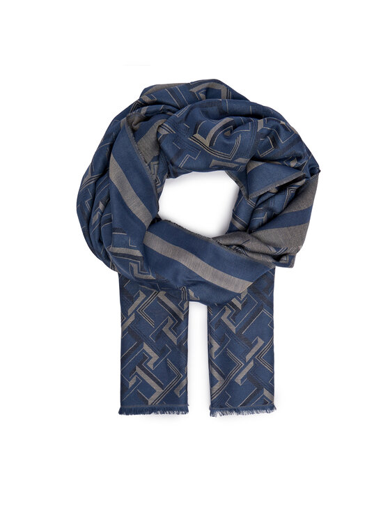 Tommy Hilfiger Szal Distinct Jacquard Scarf AW0AW16372 Niebieski