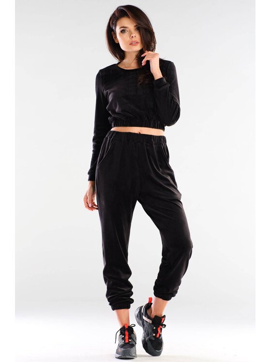 Awama Awama Bluzka A421 Czarny Basic Fit