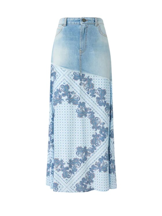 PINKO PINKO Gonna FUGA GONNA DENIM + TWILL STAMP Celeste Regular Fit